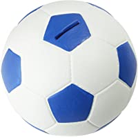 Los mejores  - HMF 4790 alcancía pelota de fútbol imitación de piel- Caja de caudales 15 cm diámetro- blanco y azul